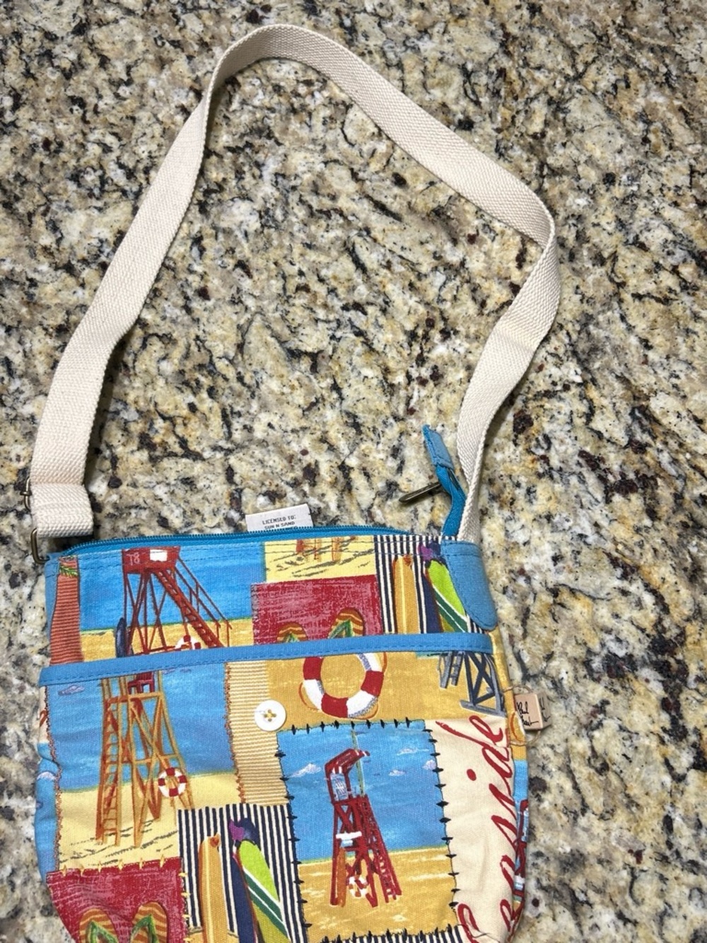 Beach Print Crossbody Bag in Multi-Color